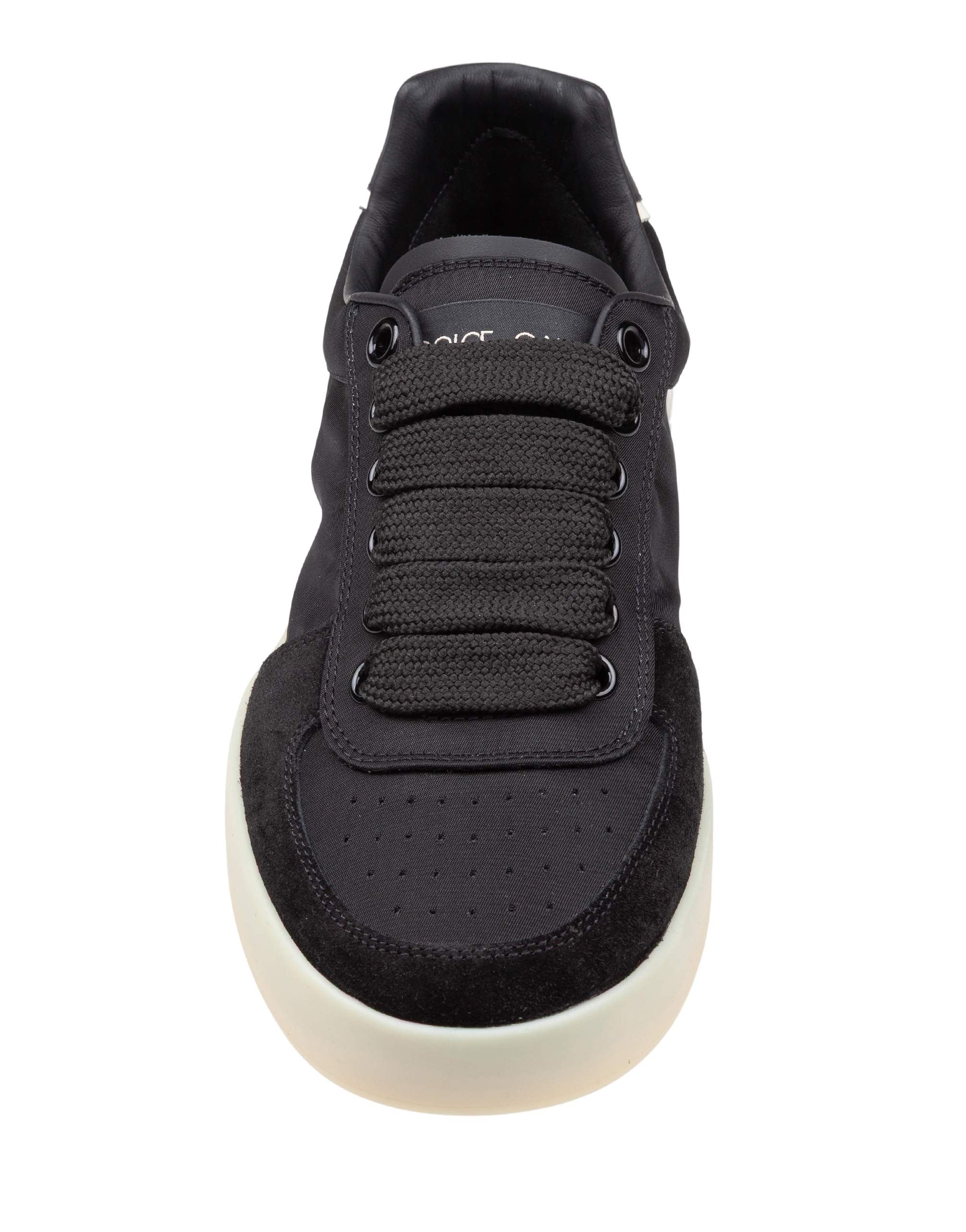 DOLCE & GABBANA SNEAKER PORTOFINO IN NYLON E CROSTA COLORE NERO