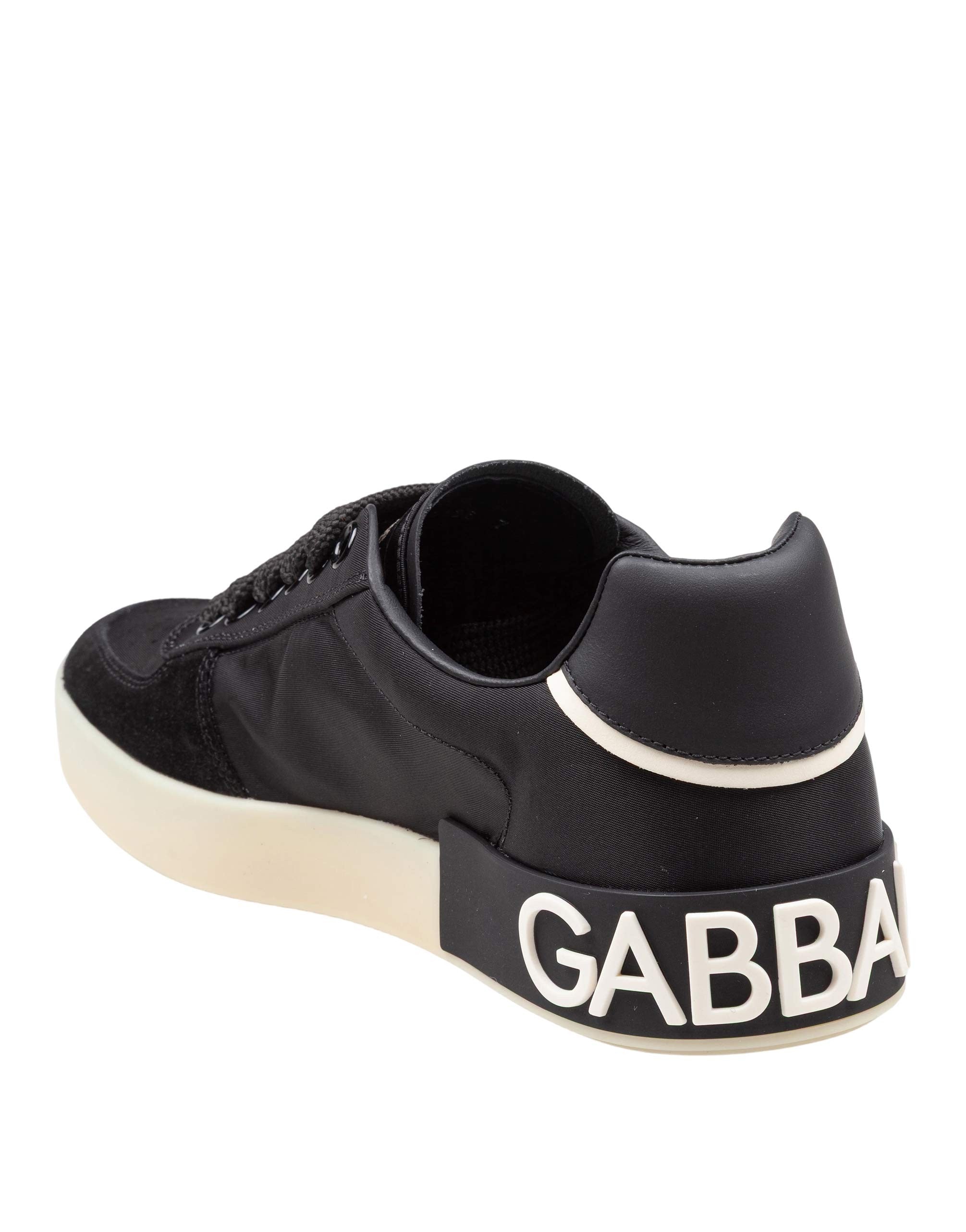 DOLCE & GABBANA SNEAKER PORTOFINO IN NYLON E CROSTA COLORE NERO