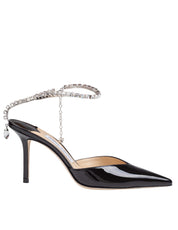 JIMMY CHOO SLINGBACK SAEDA 85 BOB IN PELLE DI VERNICE COLORE NERO