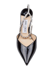 JIMMY CHOO SLINGBACK SAEDA 85 BOB IN PELLE DI VERNICE COLORE NERO