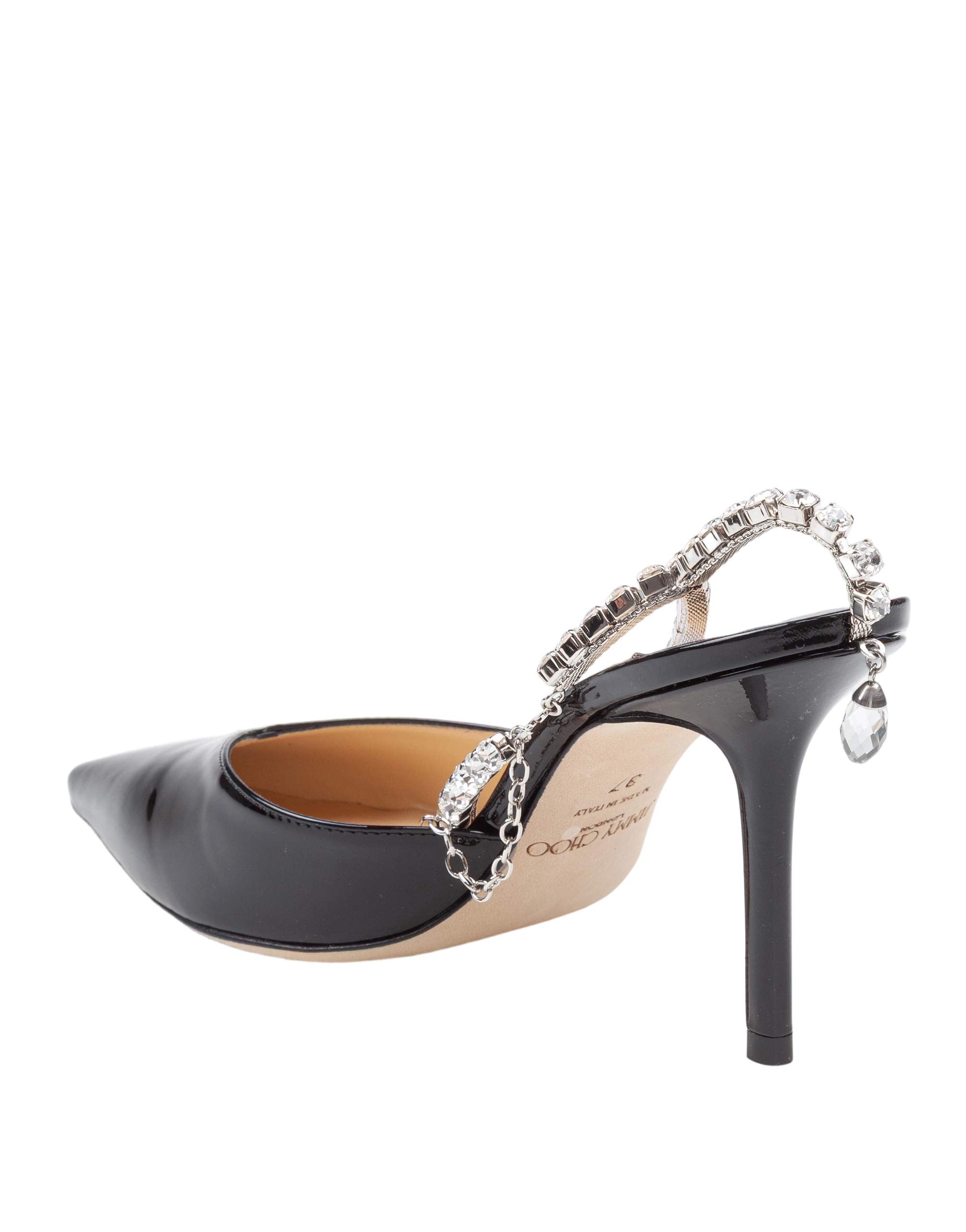 JIMMY CHOO SLINGBACK SAEDA 85 BOB IN PELLE DI VERNICE COLORE NERO