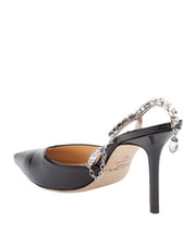 JIMMY CHOO SLINGBACK SAEDA 85 BOB IN PELLE DI VERNICE COLORE NERO