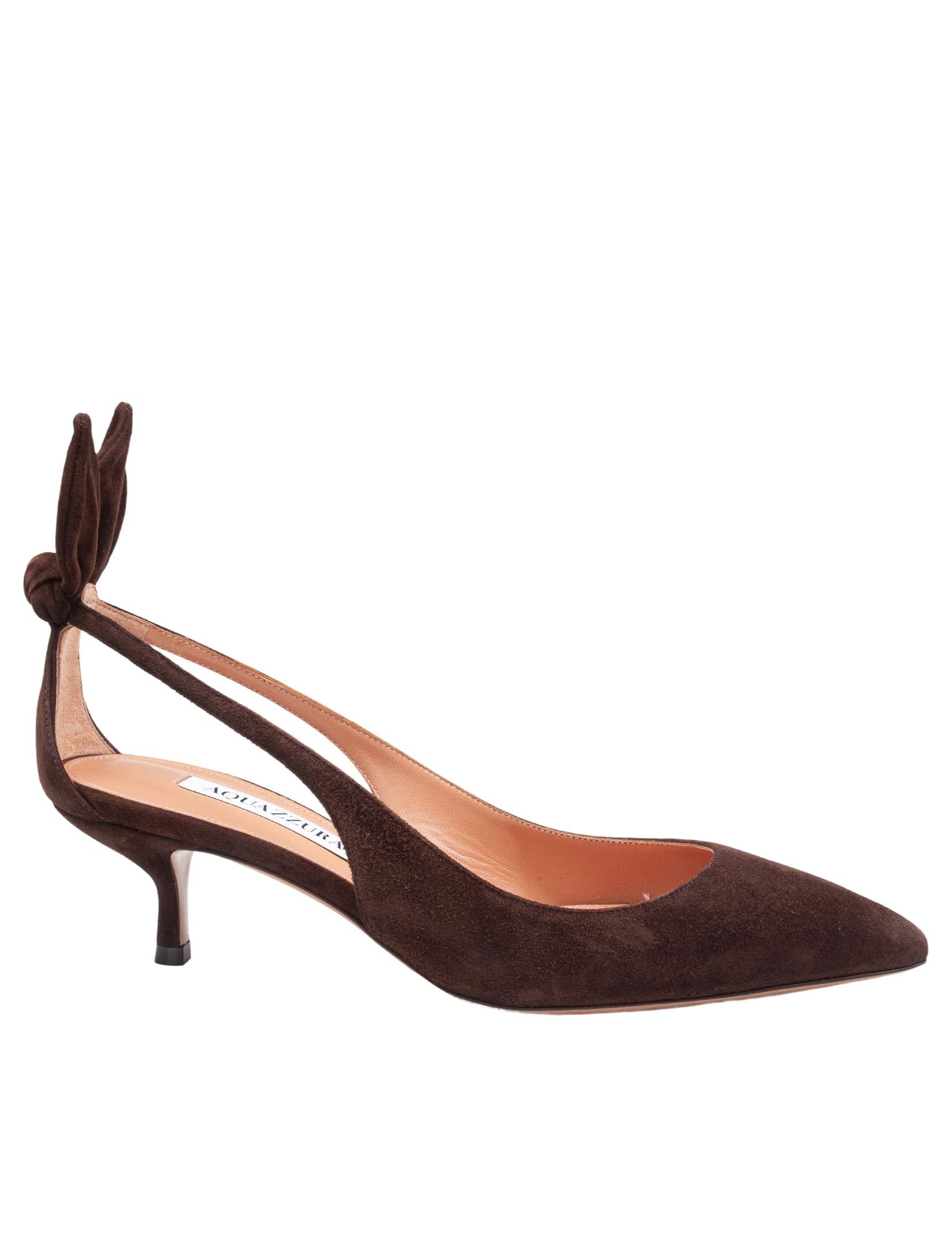 AQUAZZURA ESPRESSO SUEDE BOW TIE PUMP 50