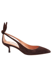 AQUAZZURA ESPRESSO SUEDE BOW TIE PUMP 50