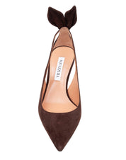 AQUAZZURA ESPRESSO SUEDE BOW TIE PUMP 50