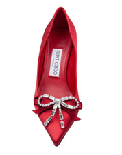 JIMMY CHOO DECOLLETE' AURIA 70BSJ IN RASO COLORE ROSSO RUBINO