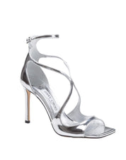 JIMMY CHOO SANDALO AZIA 95 IN PELLE METALLIZZATA COLORE SILVER