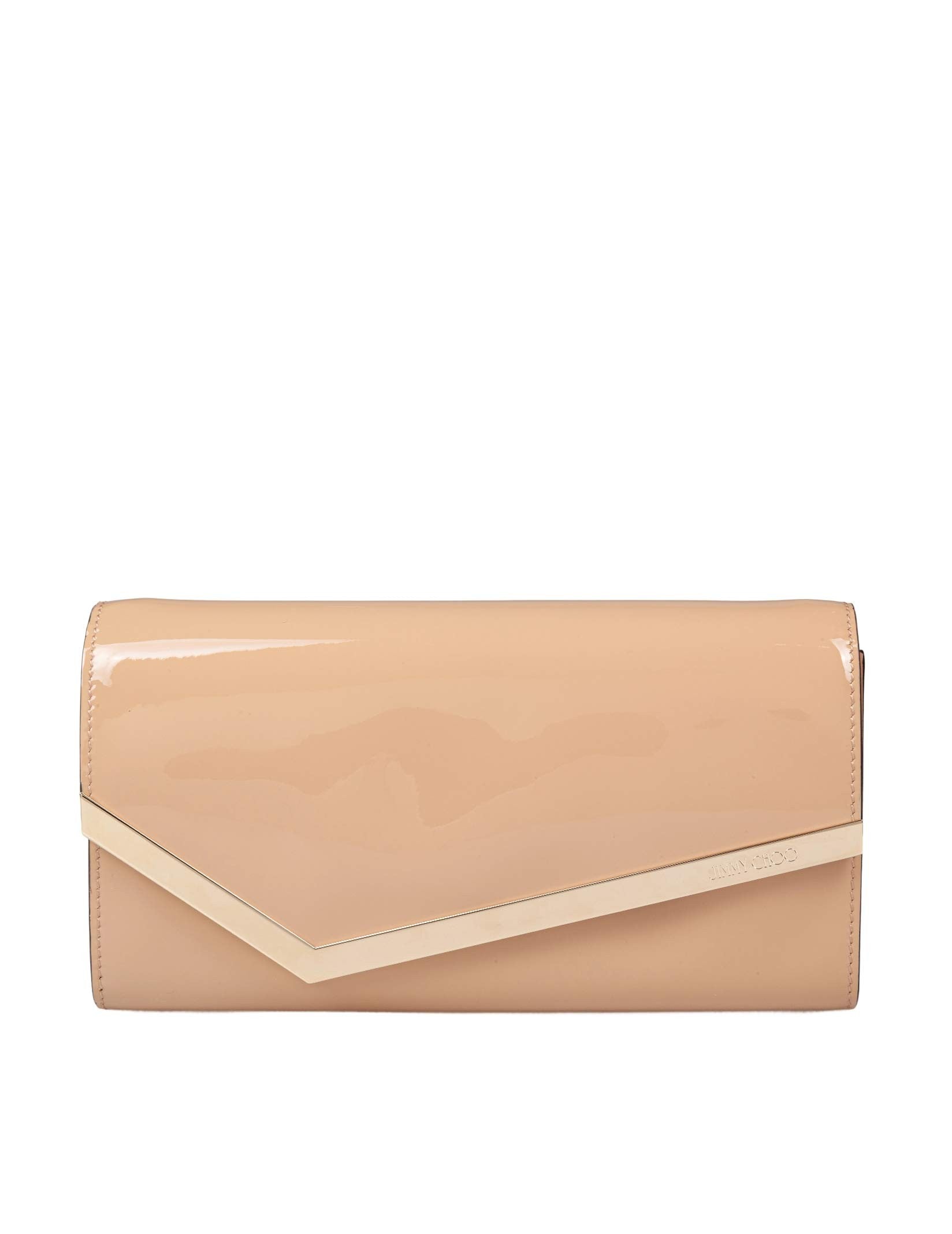 JIMMY CHOO EMMIE PAT PATENT LEATHER CLUTCH, COLOR CHAI