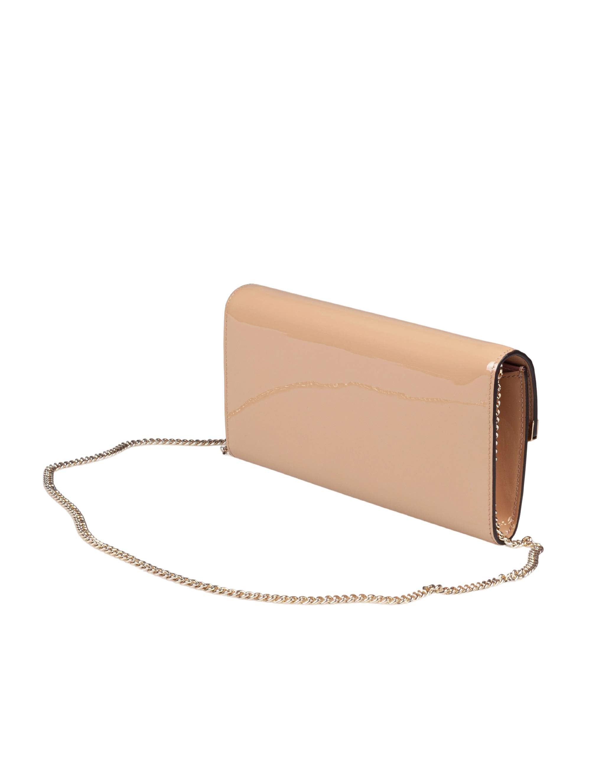 JIMMY CHOO EMMIE PAT PATENT LEATHER CLUTCH, COLOR CHAI