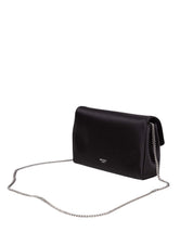 JIMMY CHOO MINI BORSA SOFT BOW IN RASO NERO CON FIOCCO DECORATO CON CRISTALLI