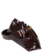 JIMMY CHOO BORSA A SPALLA CINCH M BCKT IN PELLE MARRONE EFFETTO COCCODRILLO
