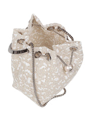 JIMMY CHOO BON BON ZGZ MESH HANDBAG IN IVORY WITH MICRO-CRYSTAL APPLIQUES