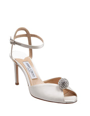 JIMMY CHOO SANDAL SACORA IN RASO CON SFERA DI CRISTALLI