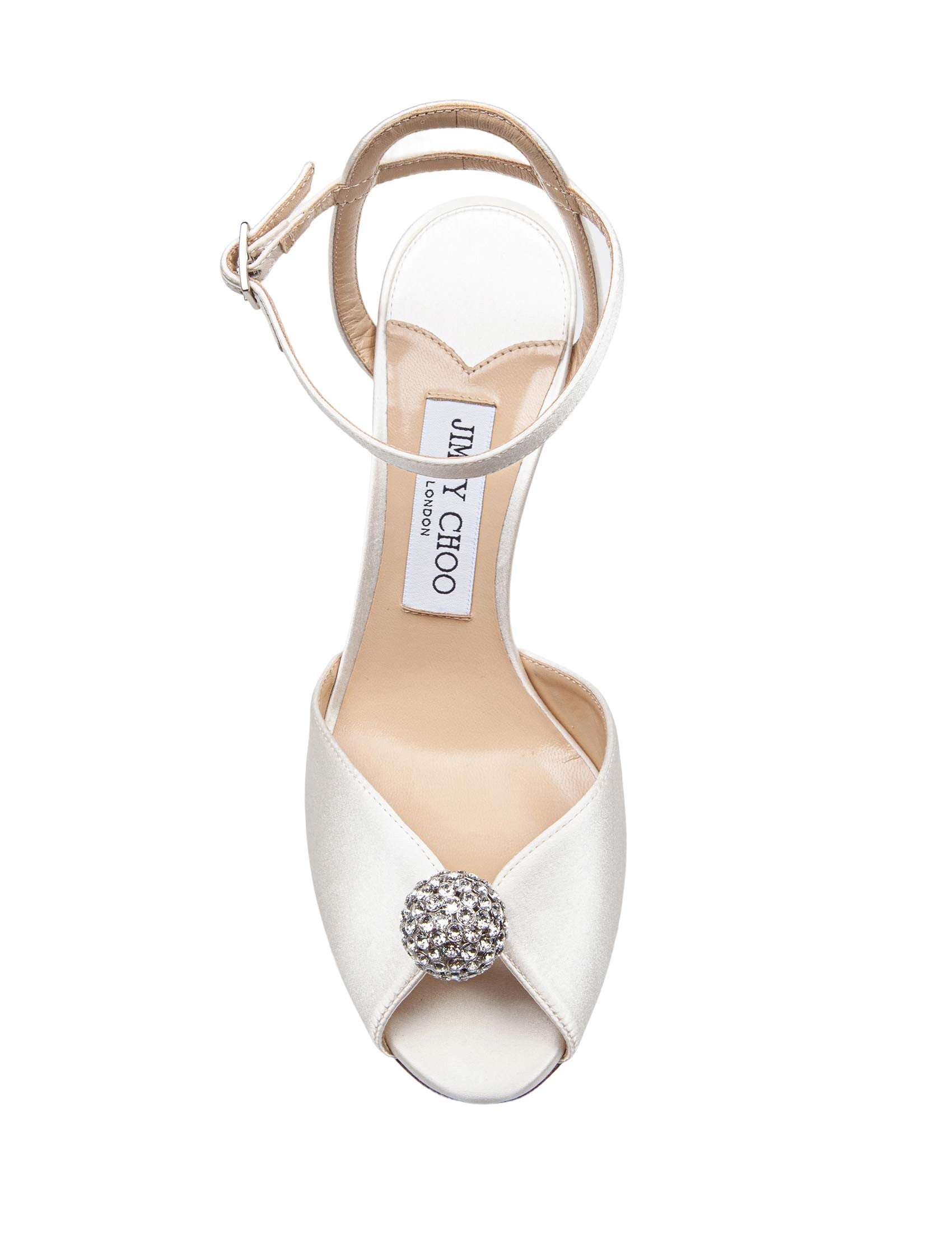JIMMY CHOO SANDAL SACORA IN RASO CON SFERA DI CRISTALLI