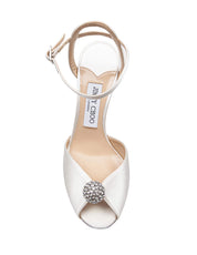 JIMMY CHOO SANDAL SACORA IN RASO CON SFERA DI CRISTALLI