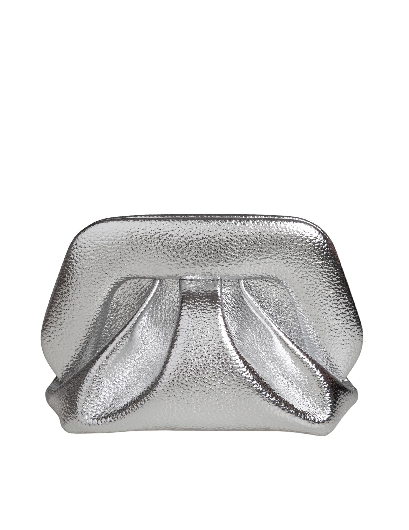 THEMOIRè BIOS BAG IN LAMINATED FAUX LEATHER, COLOR SILVER