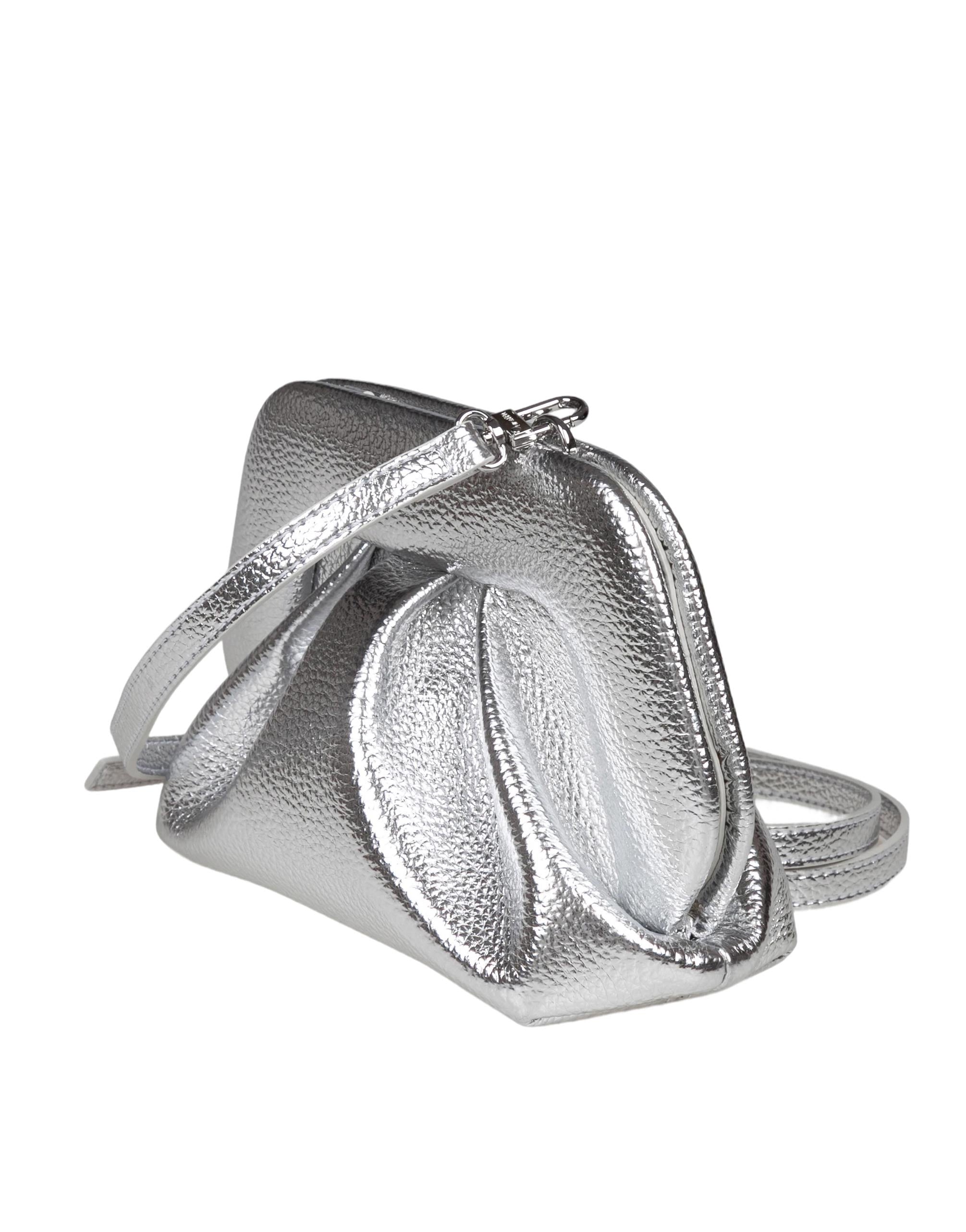THEMOIRè BIOS BAG IN LAMINATED FAUX LEATHER, COLOR SILVER