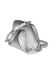 THEMOIRè BIOS BAG IN LAMINATED FAUX LEATHER, COLOR SILVER