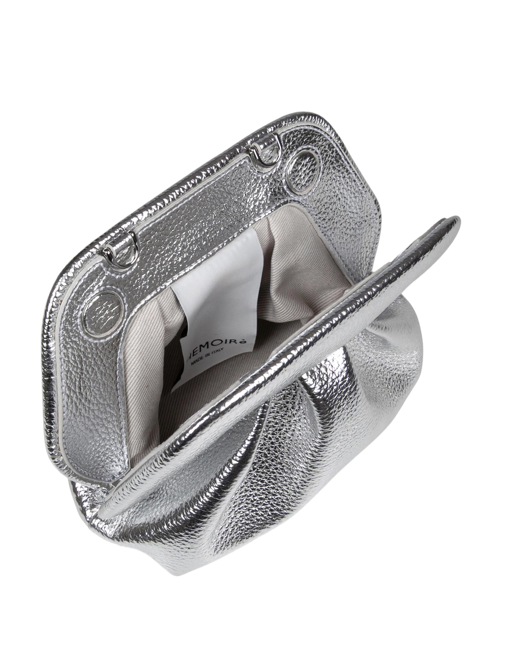 THEMOIRè BIOS BAG IN LAMINATED FAUX LEATHER, COLOR SILVER
