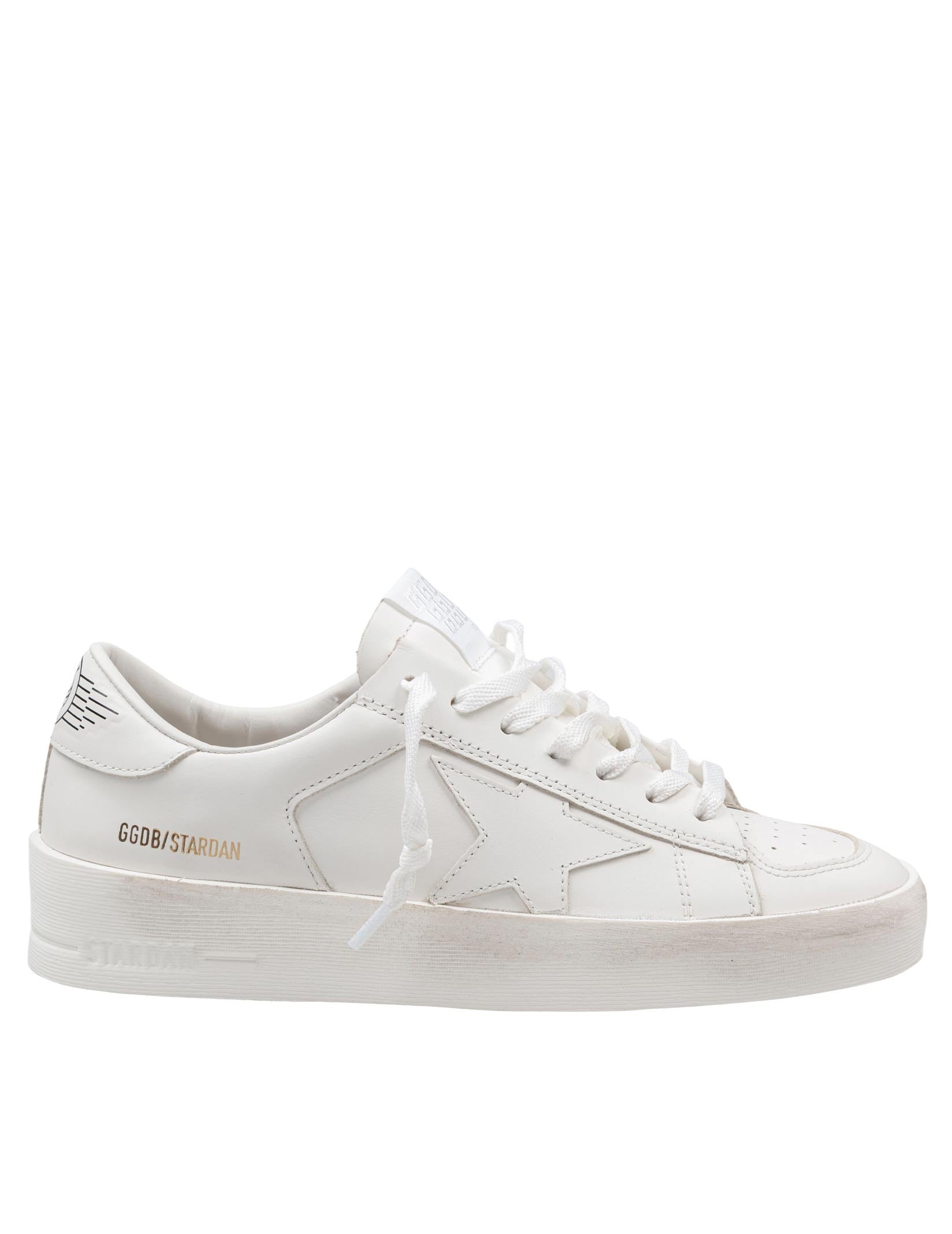 GOLDEN GOOSE STARDAN WHITE LEATHER SNEAKERS