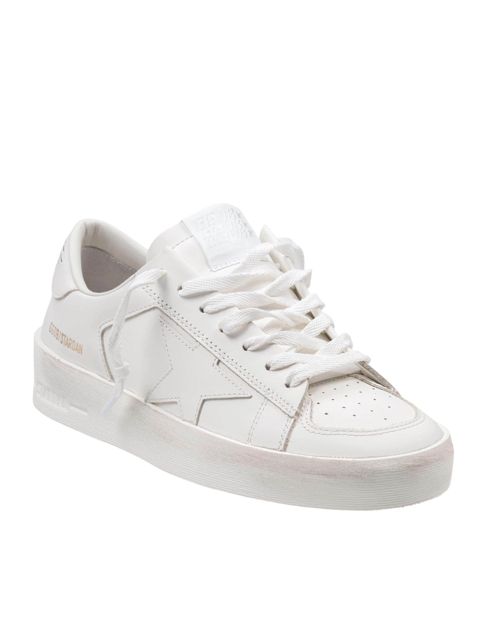 GOLDEN GOOSE STARDAN WHITE LEATHER SNEAKERS