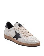 GOLDEN GOOSE BALLSTAR LEATHER SNEAKERS, BLACK AND WHITE