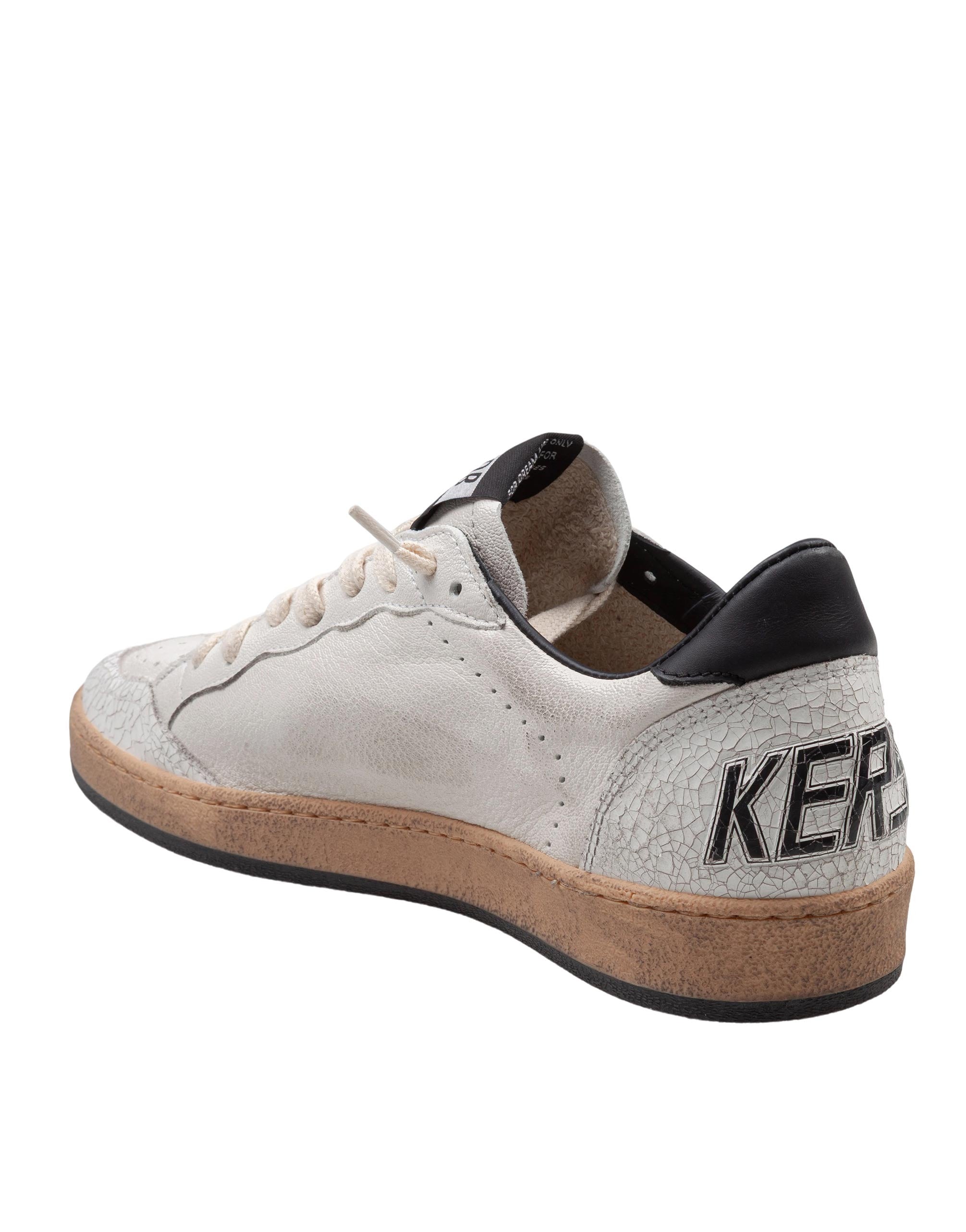 GOLDEN GOOSE BALLSTAR LEATHER SNEAKERS, BLACK AND WHITE