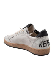 GOLDEN GOOSE BALLSTAR LEATHER SNEAKERS, BLACK AND WHITE