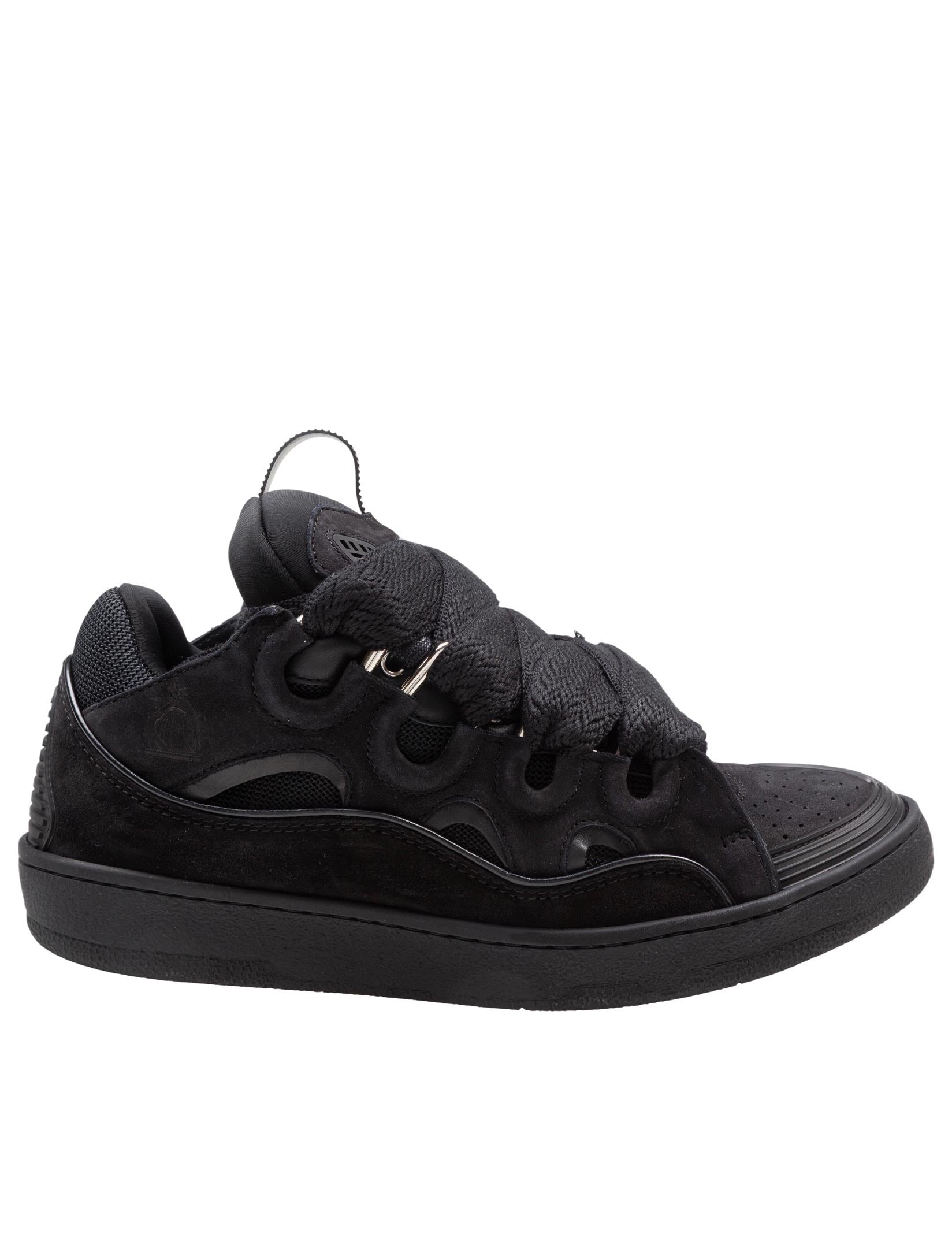 LANVIN CURB SNEAKERS IN CAMOSCIO COLORE NERO