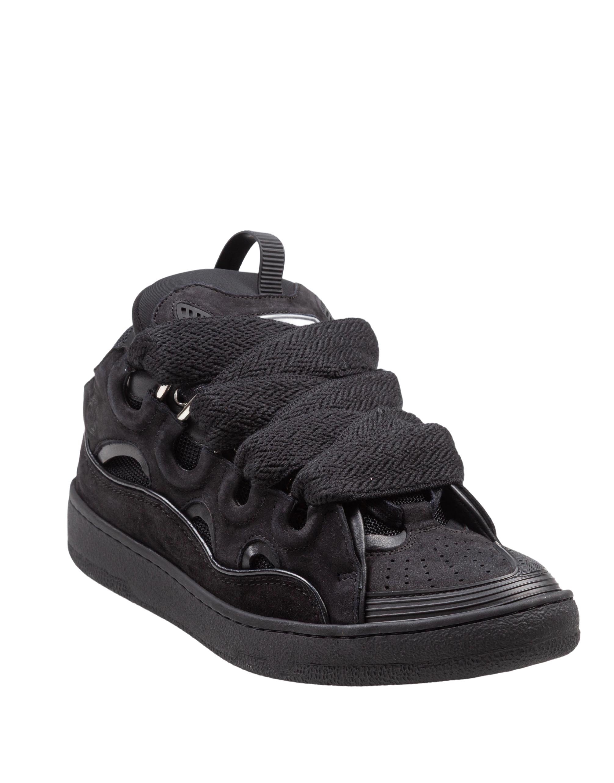 LANVIN CURB SNEAKERS IN CAMOSCIO COLORE NERO