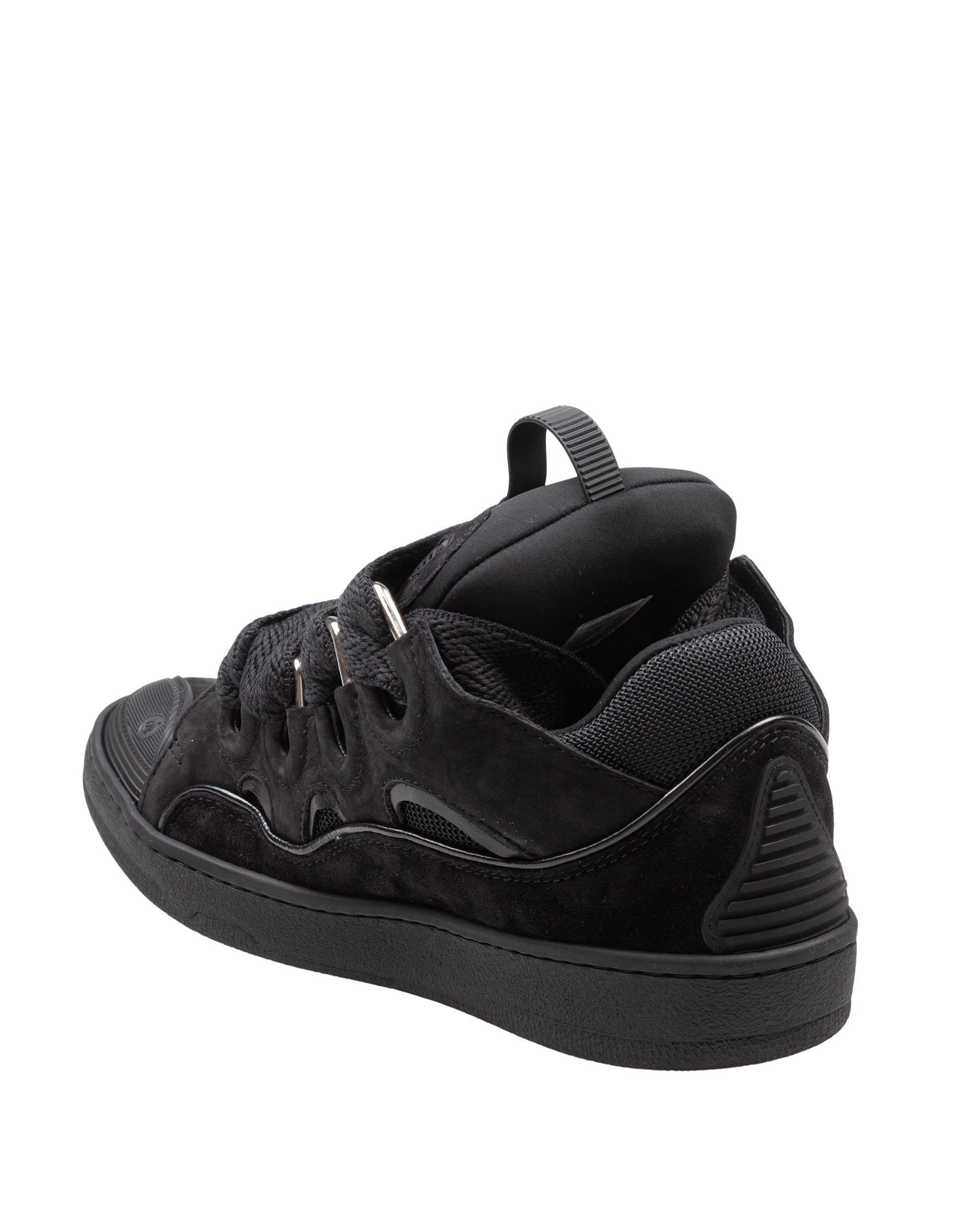 LANVIN CURB SNEAKERS IN CAMOSCIO COLORE NERO