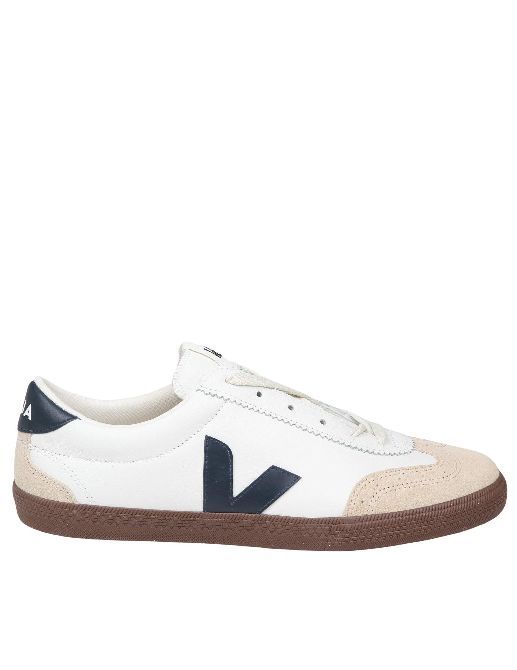 VEJA VOLLEY SNEAKERS IN LEATHER AND SUEDE, WHITE AND BLUE