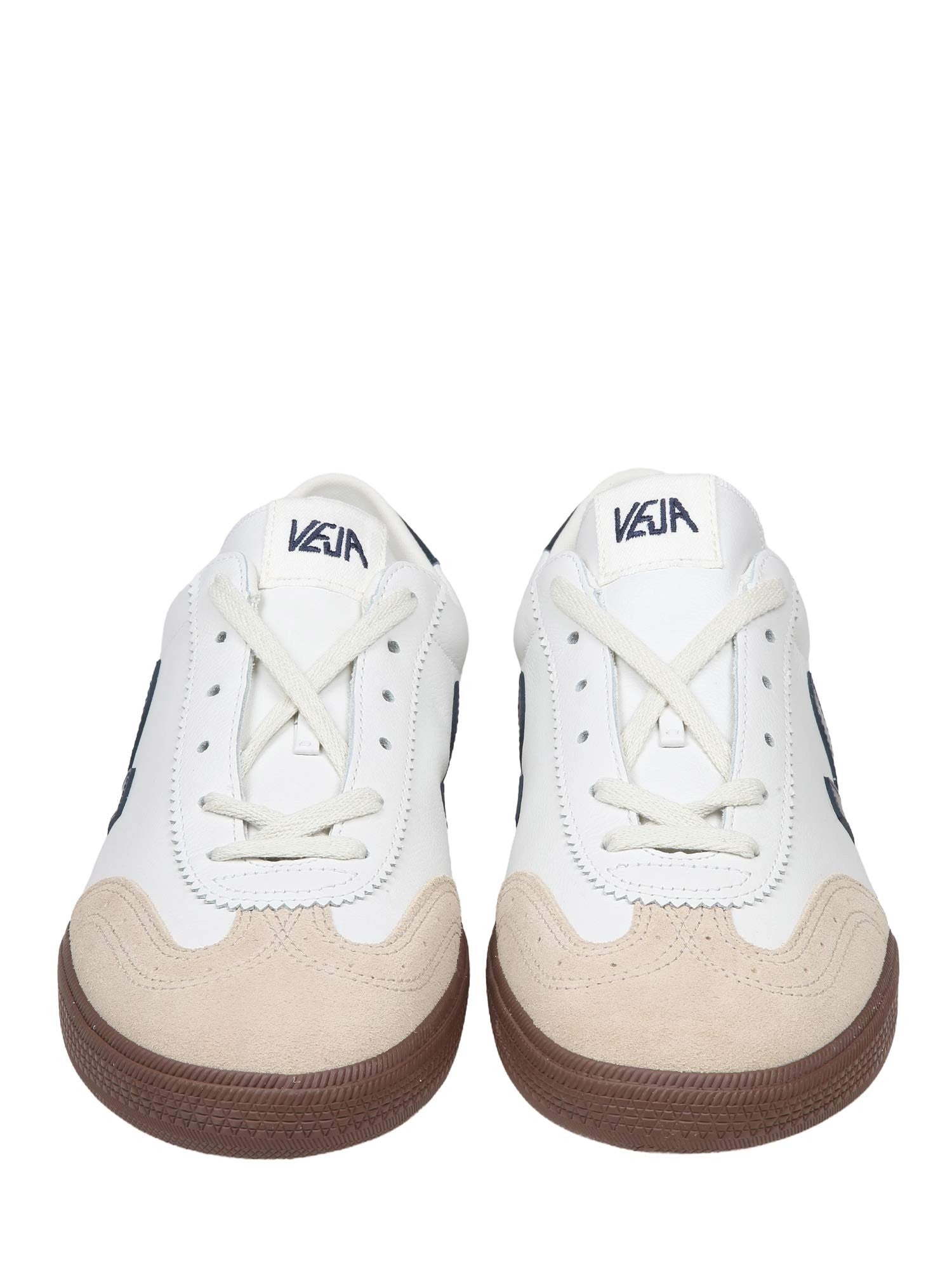 VEJA VOLLEY SNEAKERS IN LEATHER AND SUEDE, WHITE AND BLUE