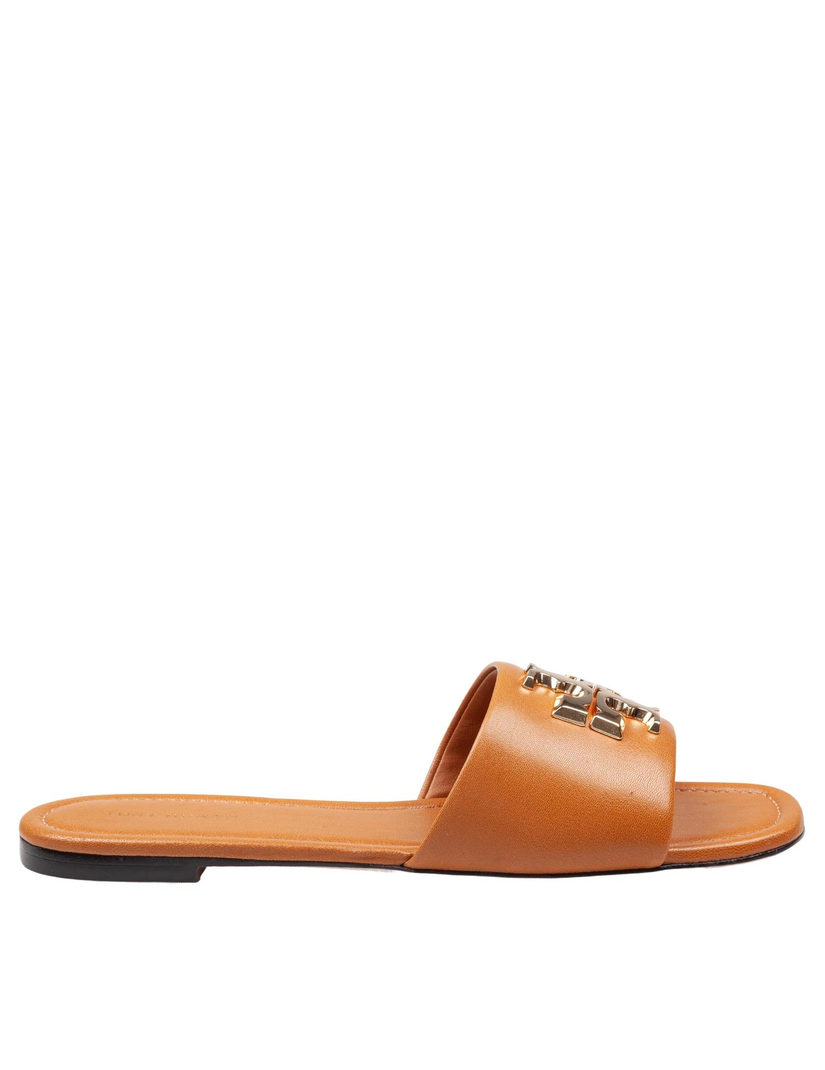 TORY BURCH SLIDE ELEANOR IN CARAMEL COLOR LEATHER
