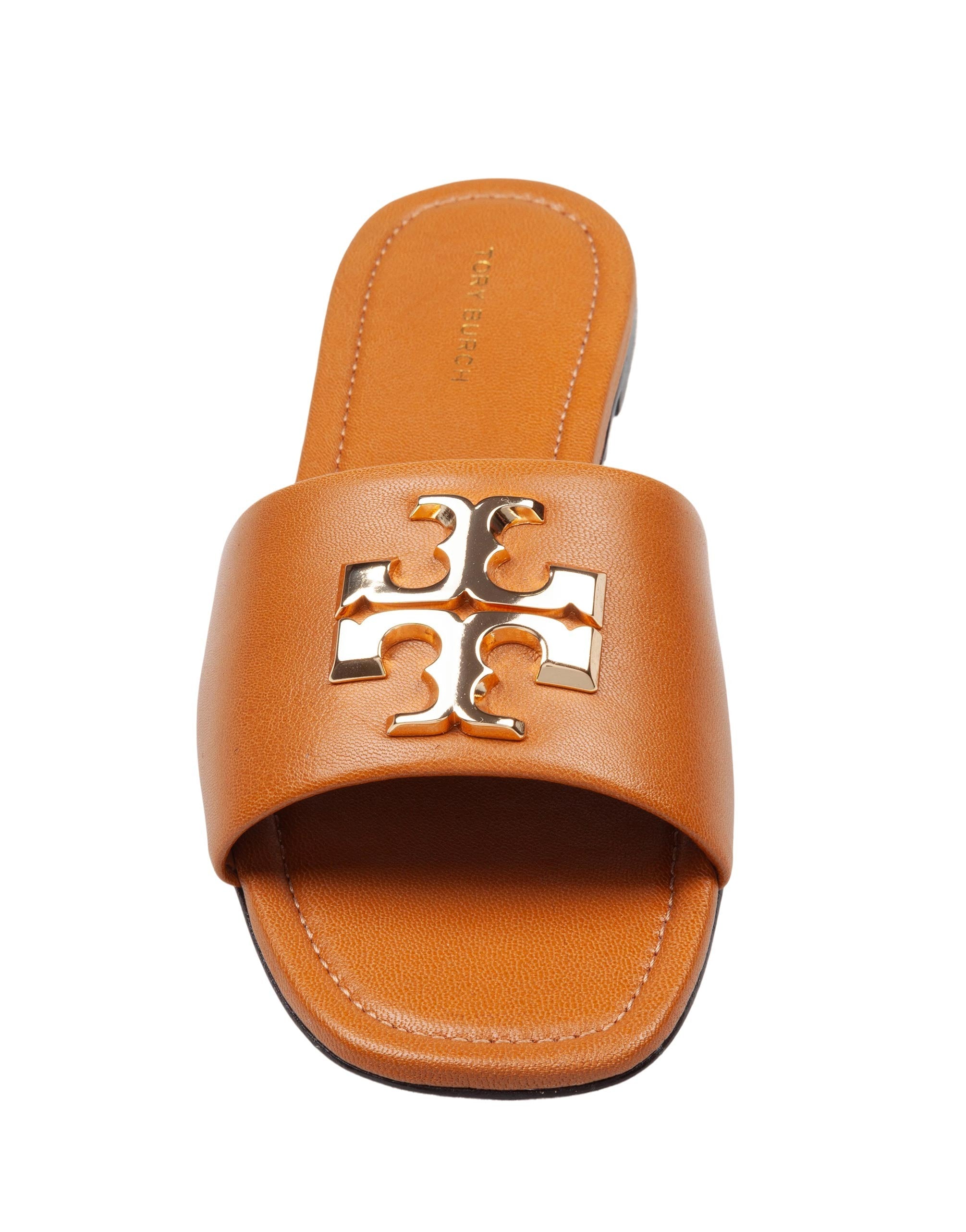 TORY BURCH SLIDE ELEANOR IN CARAMEL COLOR LEATHER