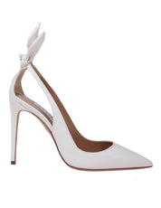AQUAZZURA DECOLLETE' BOW TIE 105 IN NAPPA COLOR WHITE