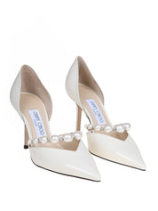 JIMMY CHOO AURELIE 85 DECOLLETE' IN PELLE VERNICIATA CON PERLE APPLICATE