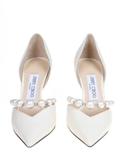 JIMMY CHOO AURELIE 85 DECOLLETE' IN PELLE VERNICIATA CON PERLE APPLICATE