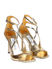 JIMMY CHOO SANDAL AZIA 95 IN METALLIC LEATHER COLOR GOLD