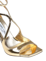 JIMMY CHOO SANDAL AZIA 95 IN METALLIC LEATHER COLOR GOLD