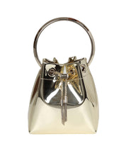 JIMMY CHOO SECCHIELLO BON BON IN PELLE SPECCHIATA COLORE ORO