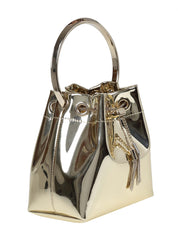 JIMMY CHOO SECCHIELLO BON BON IN PELLE SPECCHIATA COLORE ORO