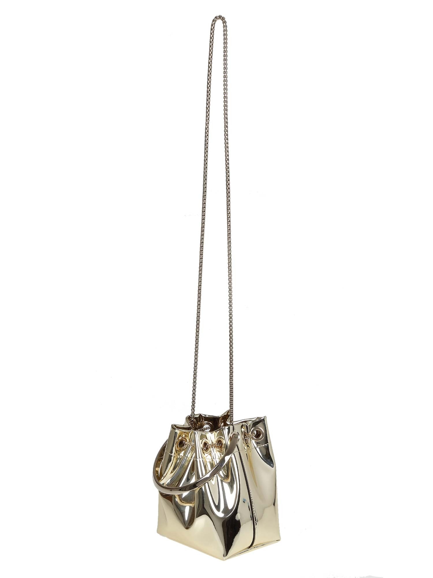 JIMMY CHOO SECCHIELLO BON BON IN PELLE SPECCHIATA COLORE ORO