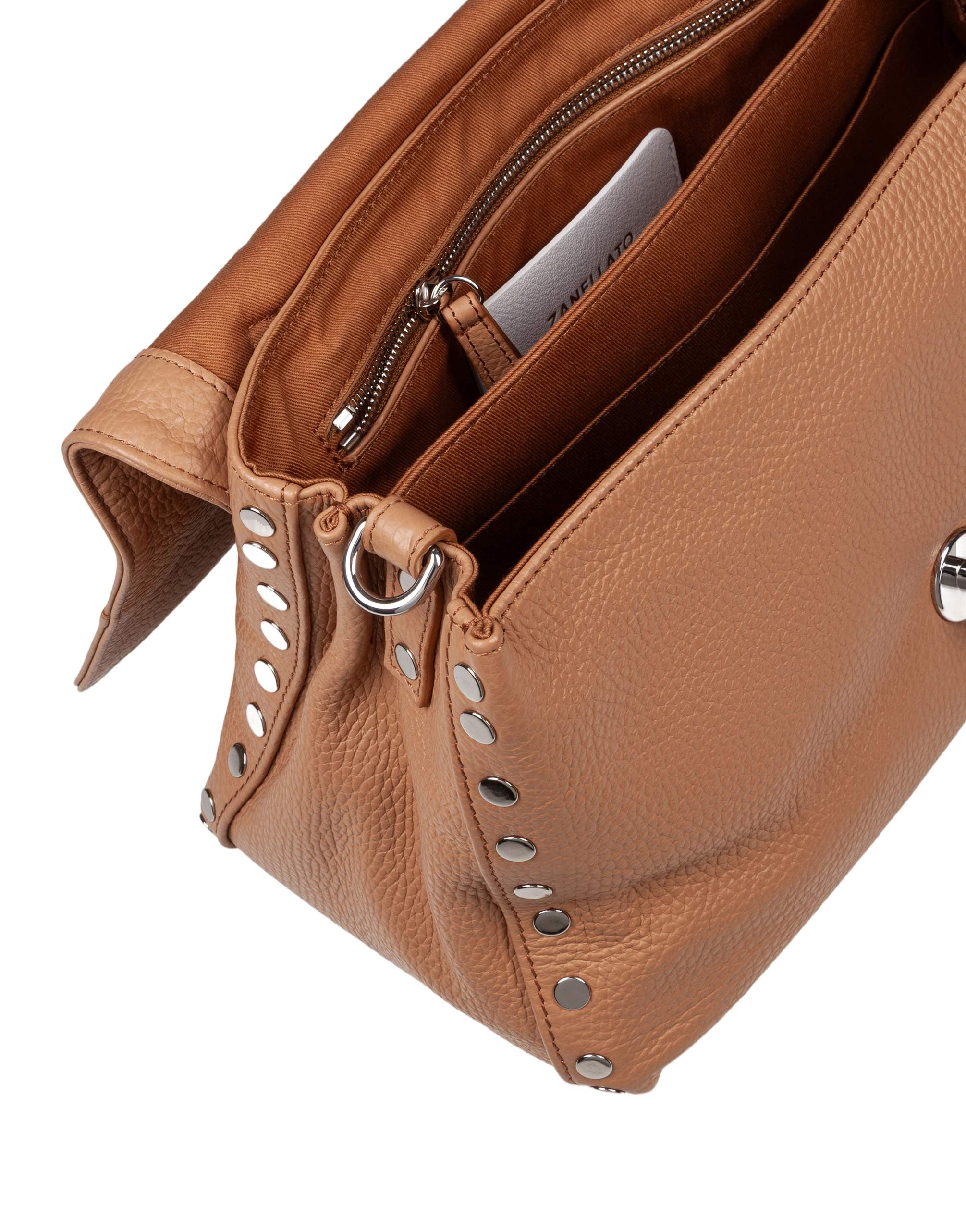 ZANELLATO DAILY DAY S LEATHER POSTINA BAG, BROWN CANTUCCI COLOR