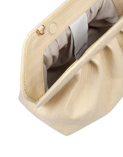 THEMOIRè BORSA A MANO BIOS IN ECOPELLE EFFETTO RIGATO COLORE CREMA