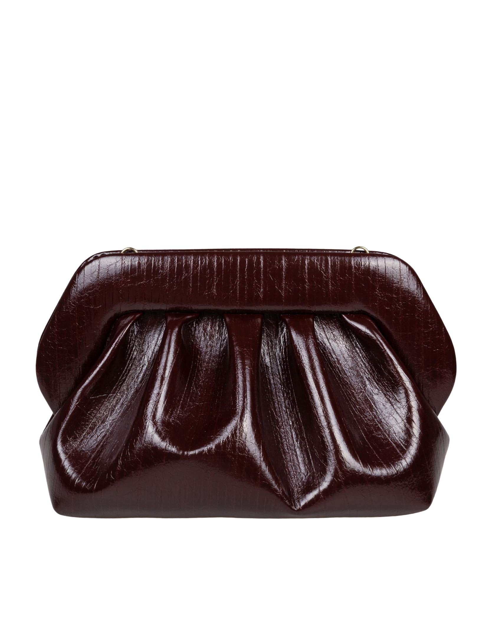 THEMOIRè BORSA A MANO BIOS IN ECOPELLE EFFETTO RIGATO COLORE CIOCCOLATO