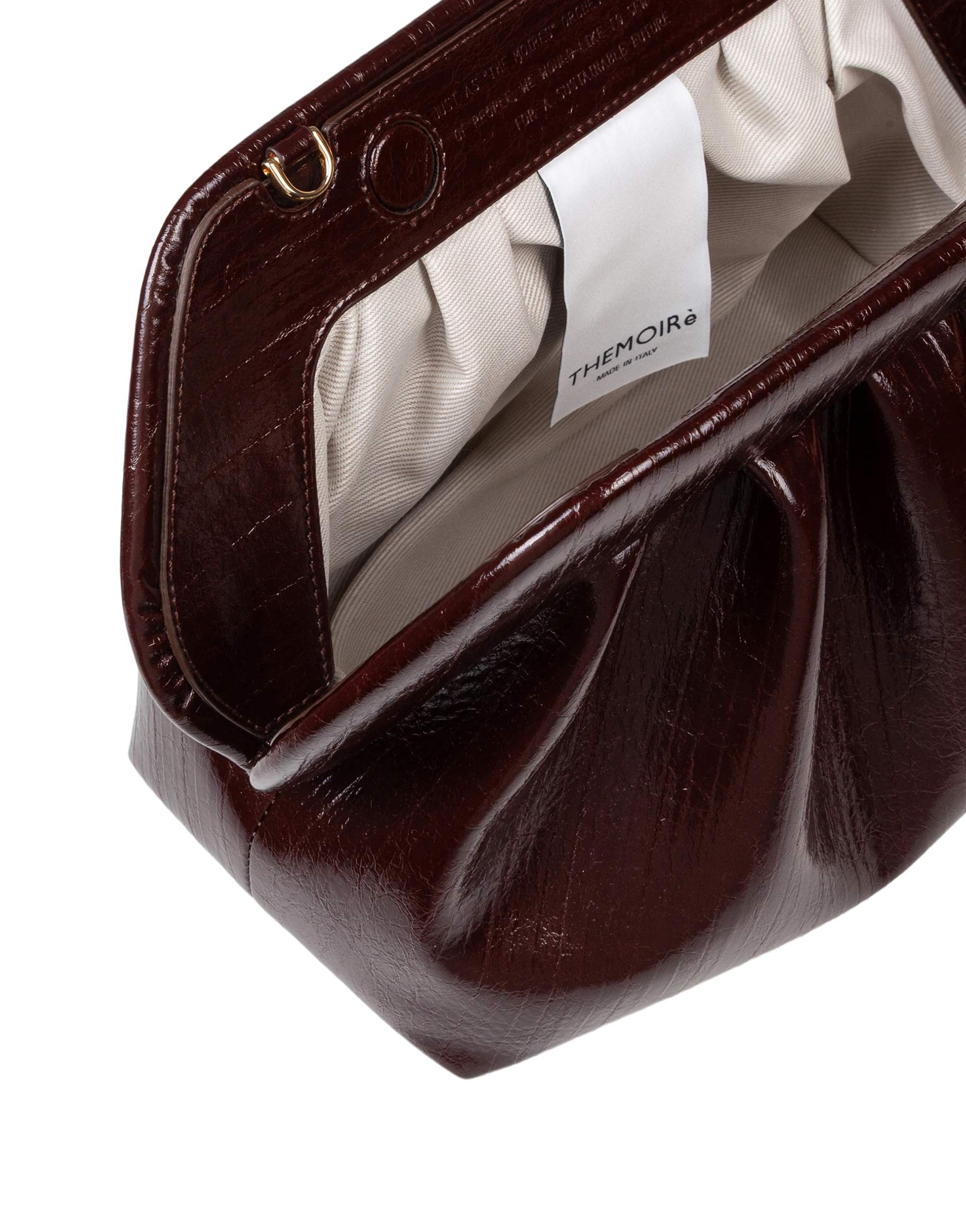 THEMOIRè BORSA A MANO BIOS IN ECOPELLE EFFETTO RIGATO COLORE CIOCCOLATO