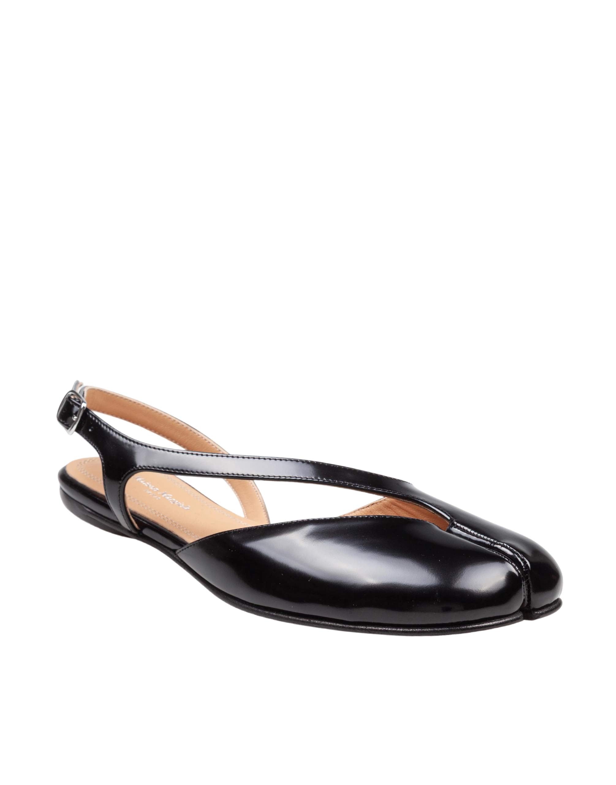 MAISON MARGIELA SCARPA BALLERINA TBI IN PELLE SPAZZOLATA COLORE NERO