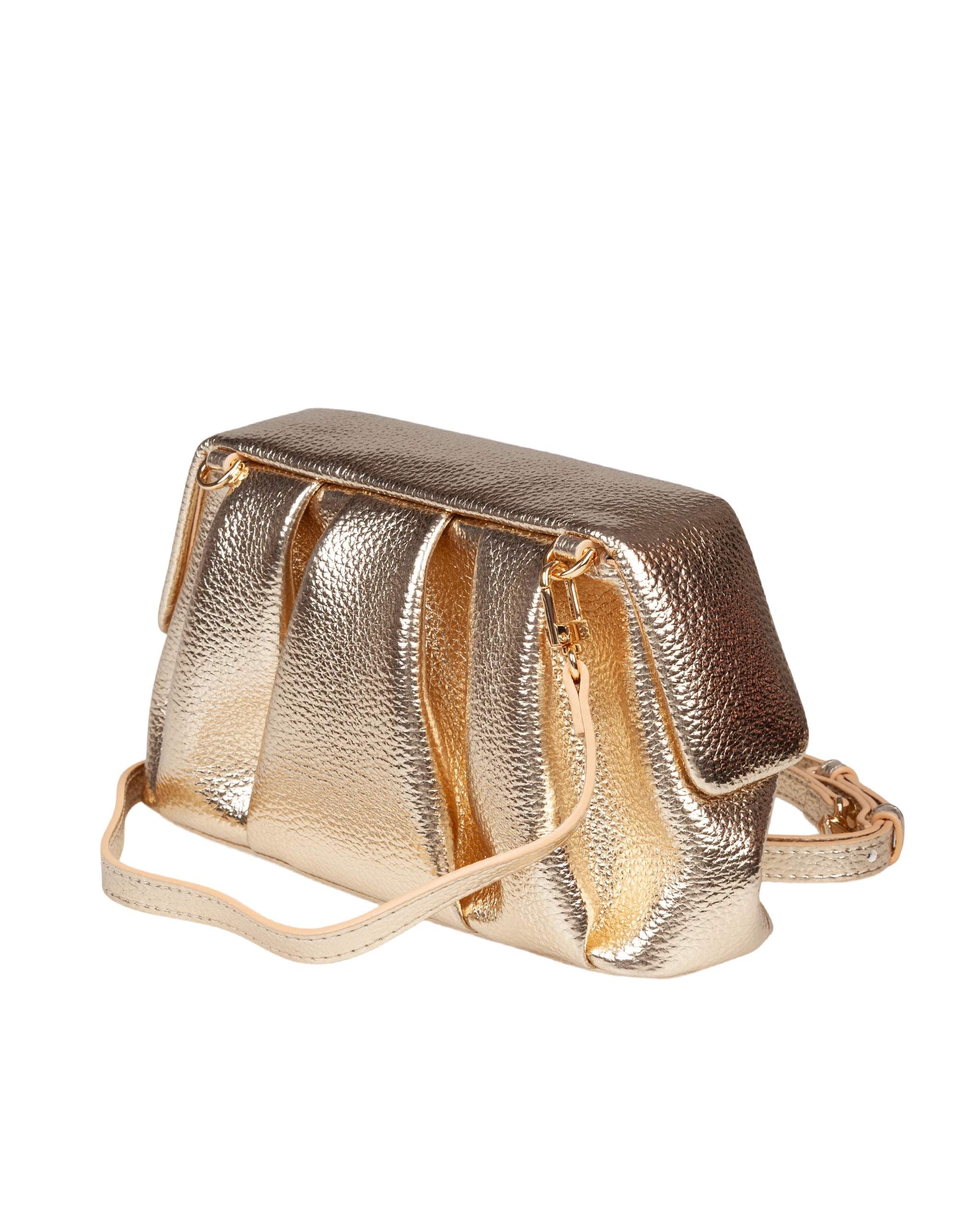 THEMOIRè AFRODITE HANDBAG IN VEGAN FABRIC, GOLD COLOR