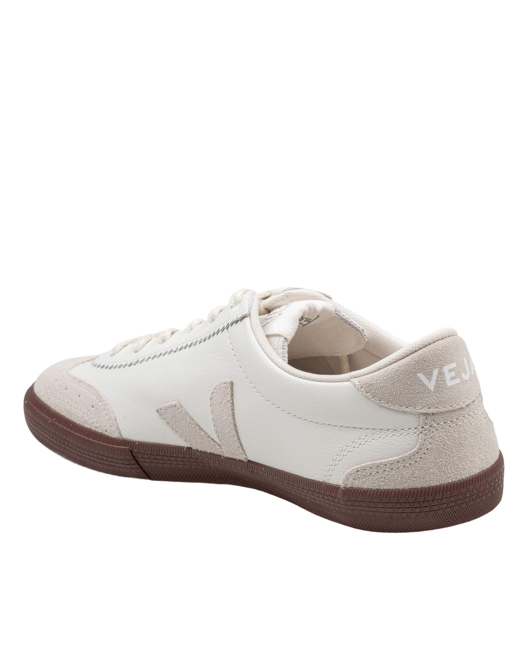 VEJA VOLLEY SNEAKERS IN LEATHER AND SUEDE, WHITE AND NATURAL COLOR